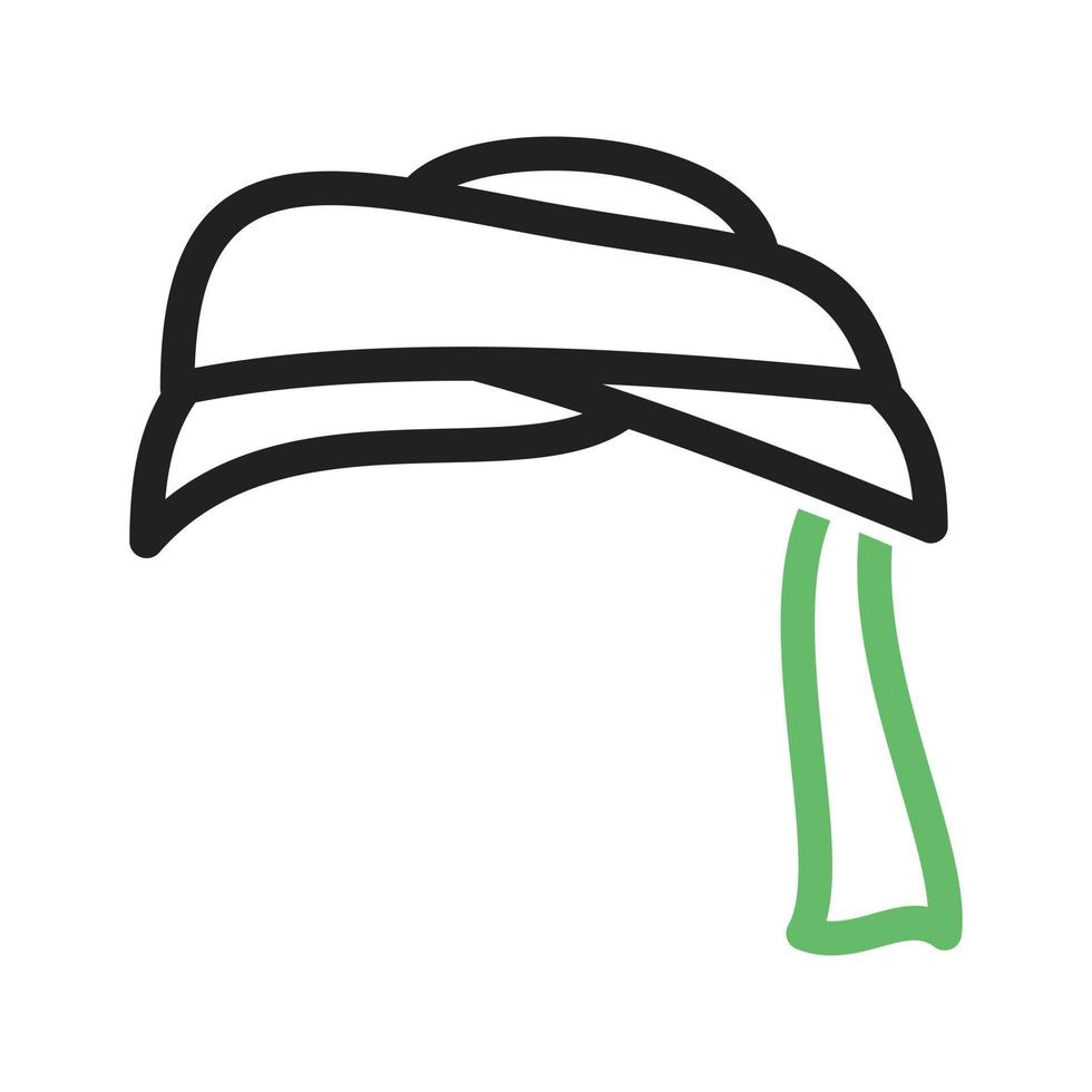 línea de turbante icono verde y negro vector