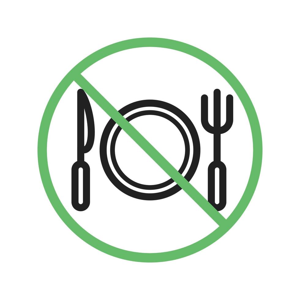 No Food Line Green and Black Icon vector