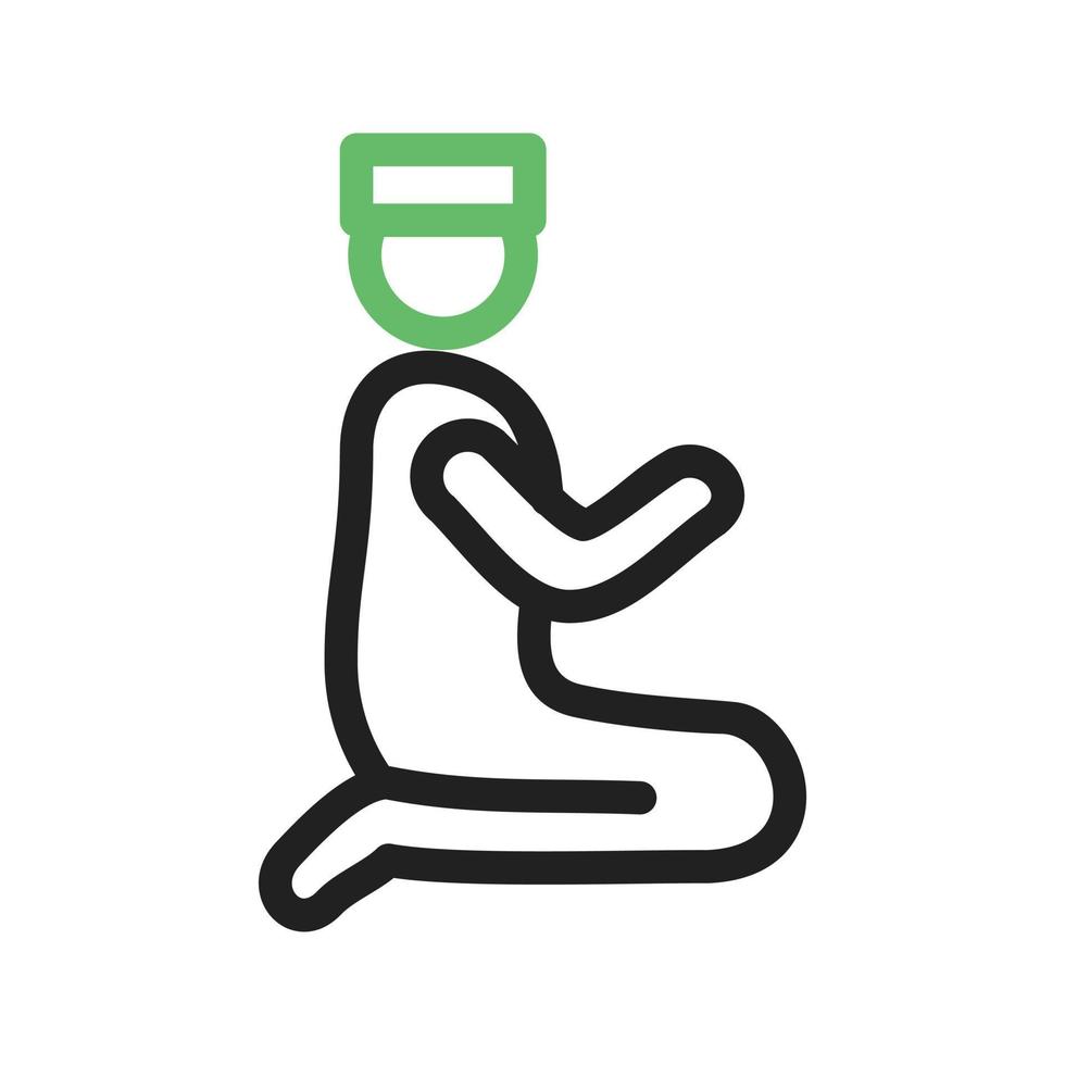 Praying Line Green and Black Icon vector