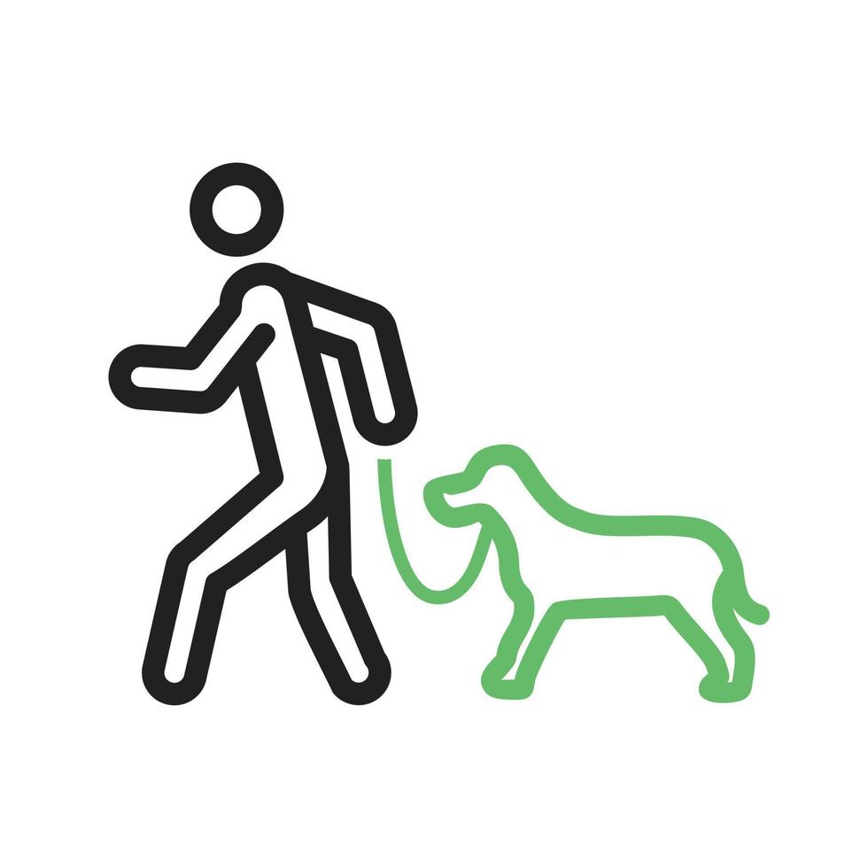 Walking Dog Line Green and Black Icon vector