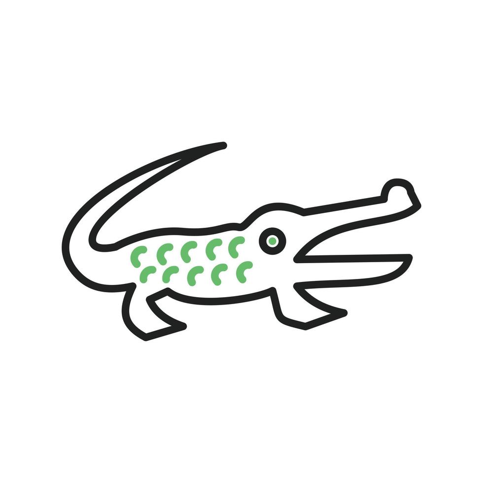 icono verde y negro de la línea de cocodrilo vector