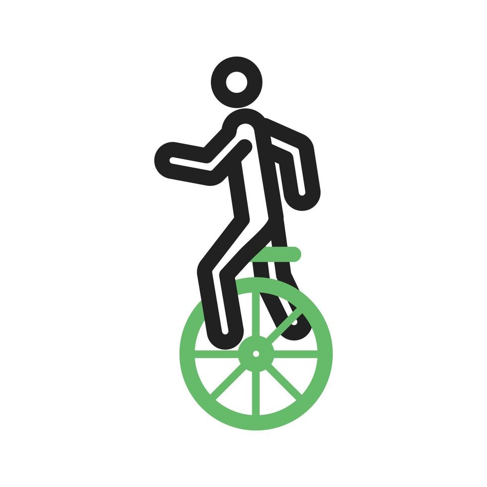 Unicycle Line Green and Black Icon vector