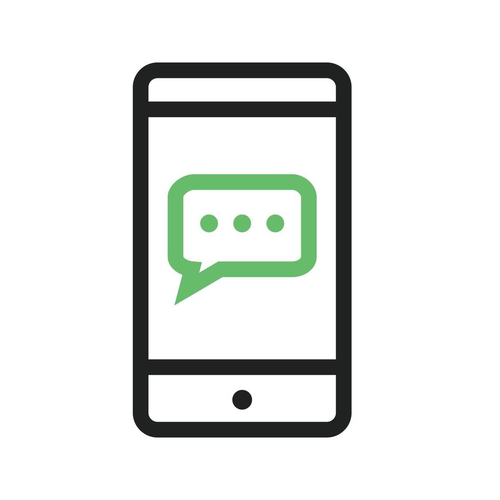 Sms Alert Line Green and Black Icon vector