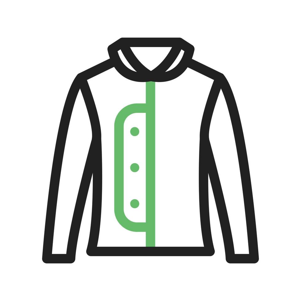 línea de chaqueta cálida icono verde y negro vector