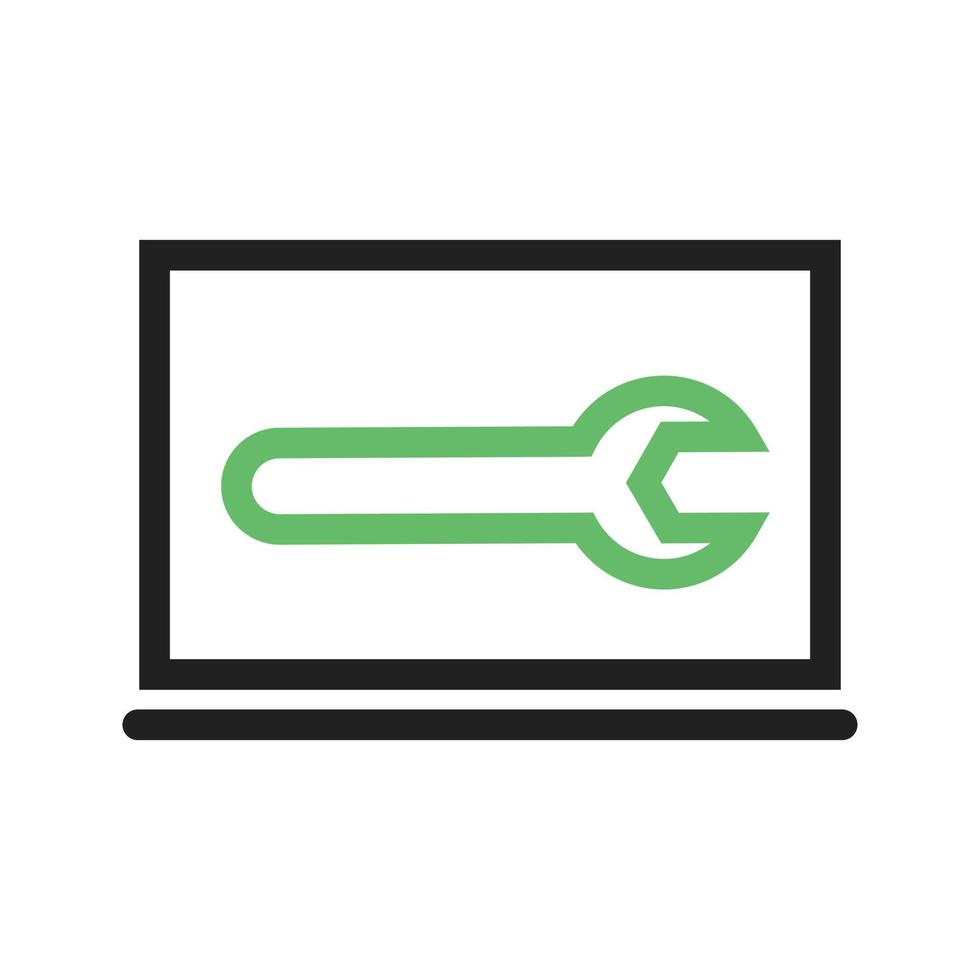 Laptop Settings Line Green and Black Icon vector