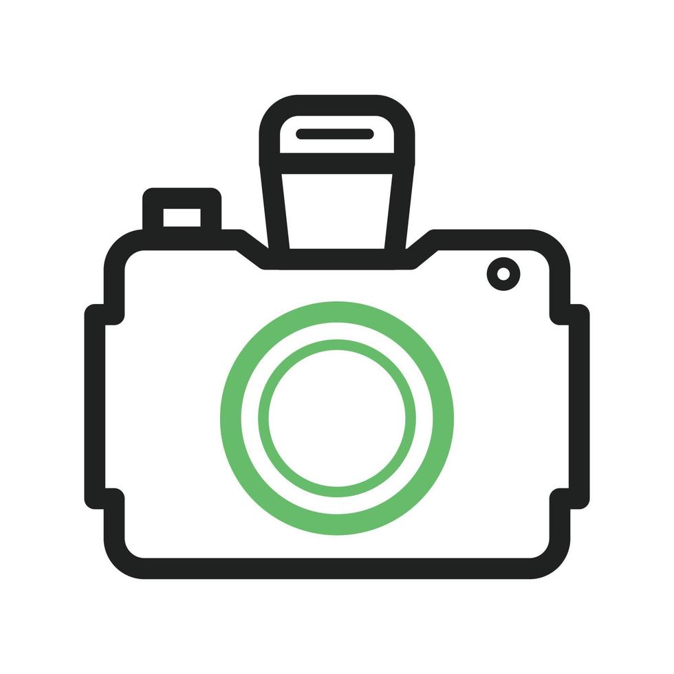 Camera II Line Green and Black Icon vector