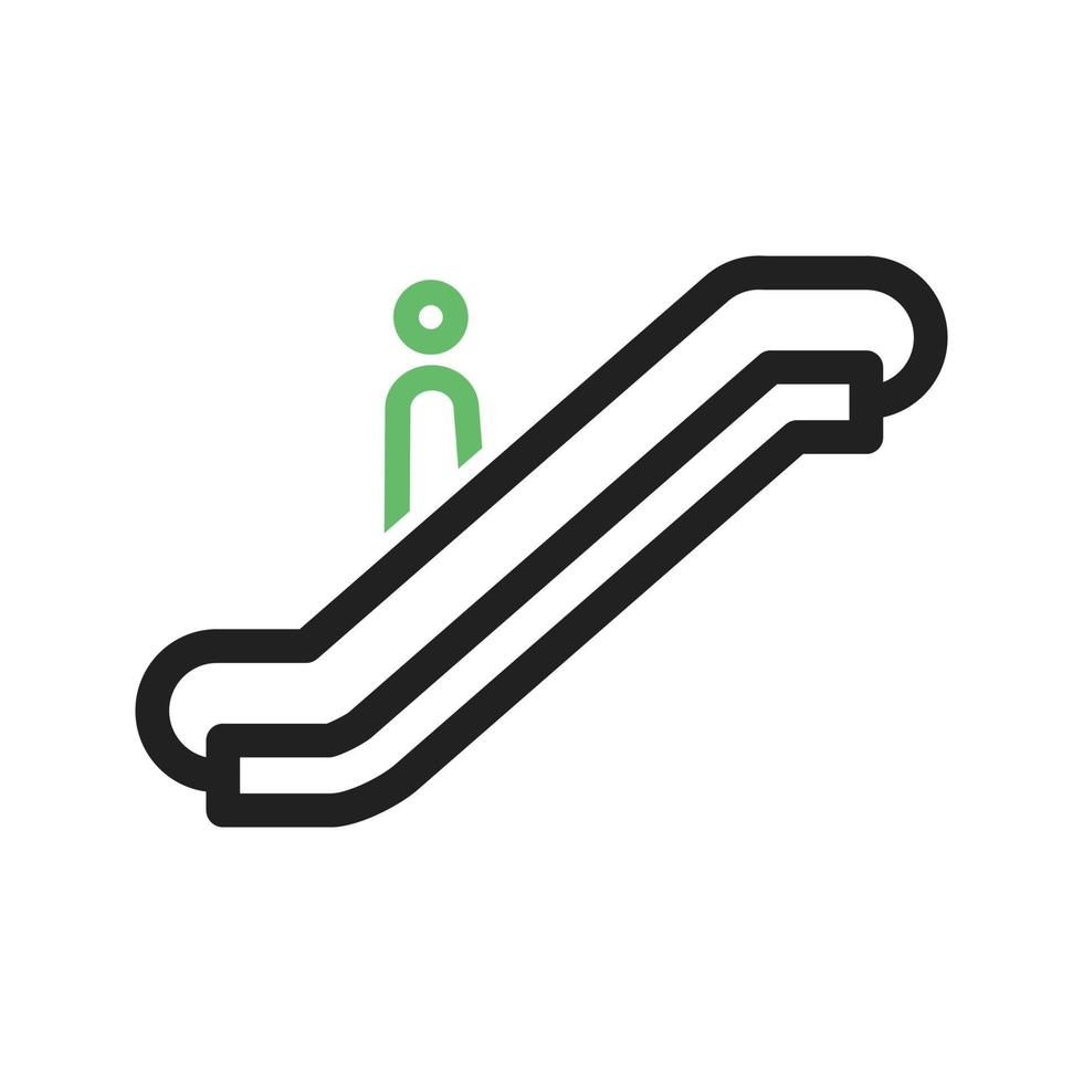 línea de escalera mecánica icono verde y negro vector