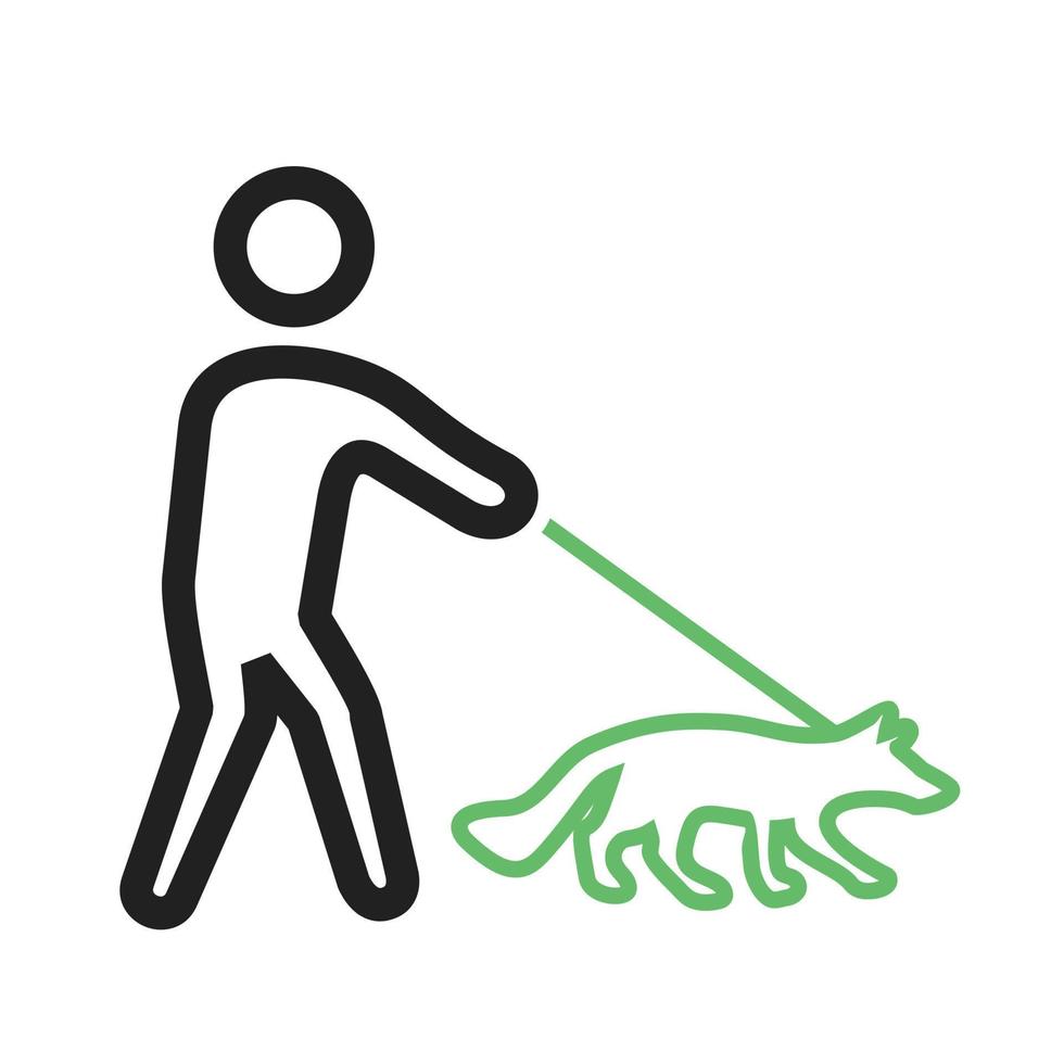 Walking dog Line Green and Black Icon vector