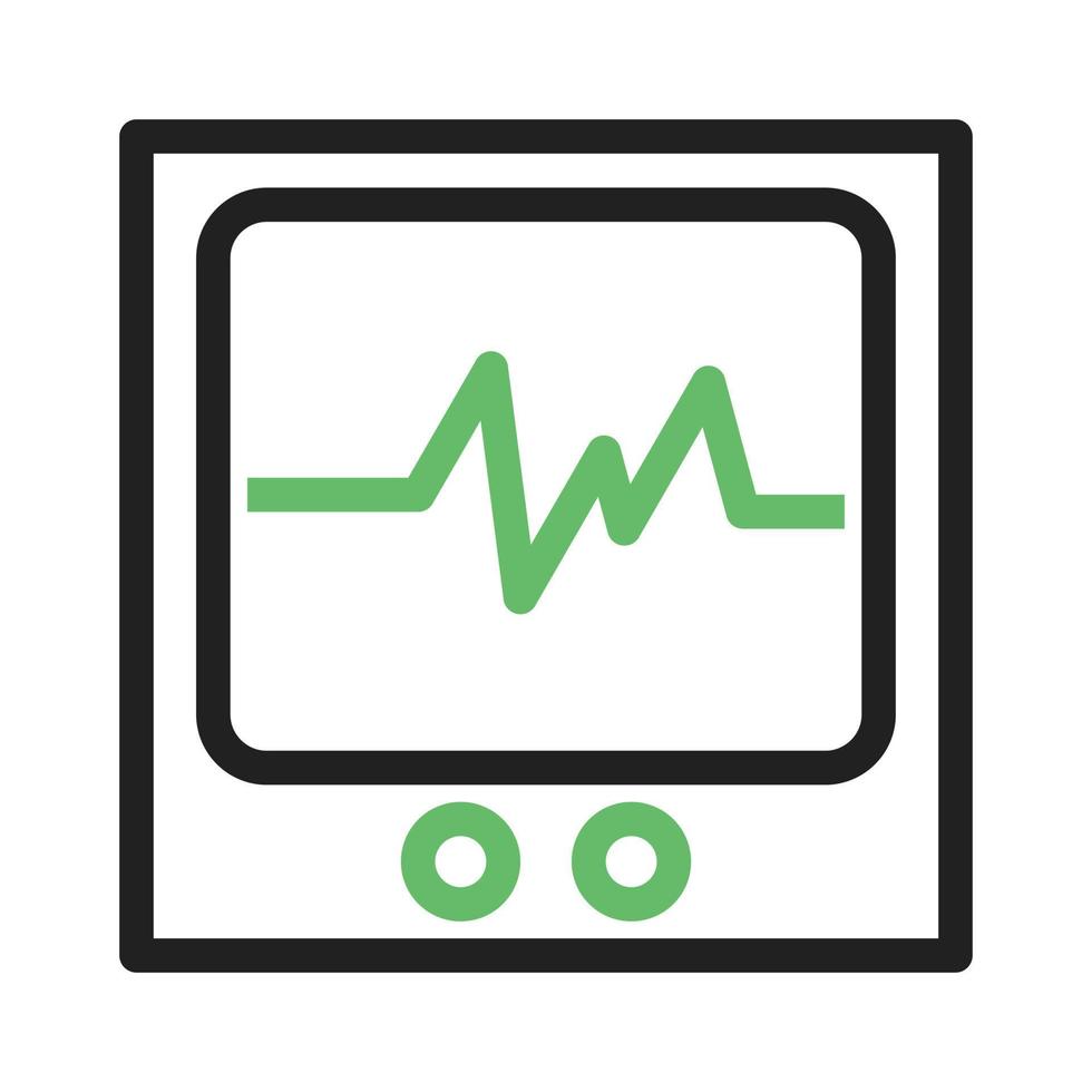 ECG Monitor Line Green and Black Icon vector