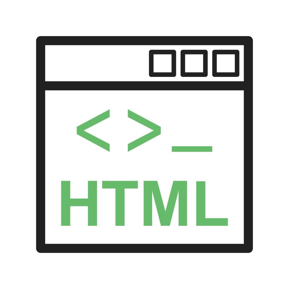 HTML Line Green and Black Icon vector