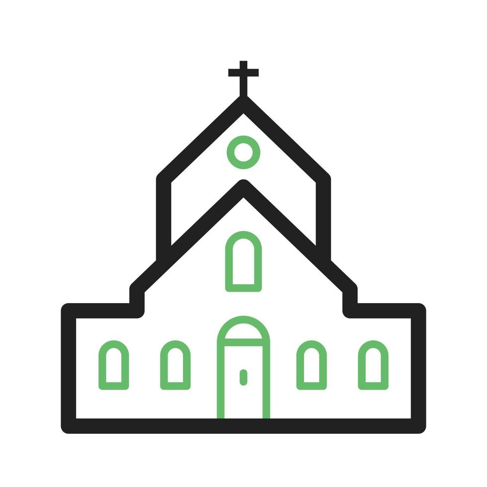 Church Building II Line Green and Black Icon vector