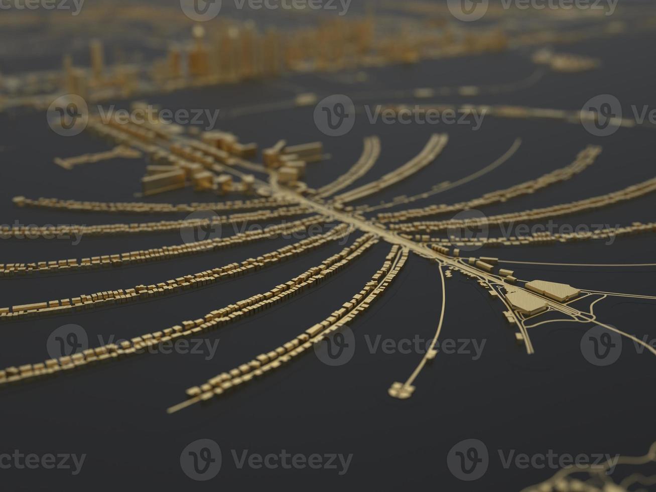 top view of the big city. illustration in casual graphic design. fragment of dubai 3d render photo