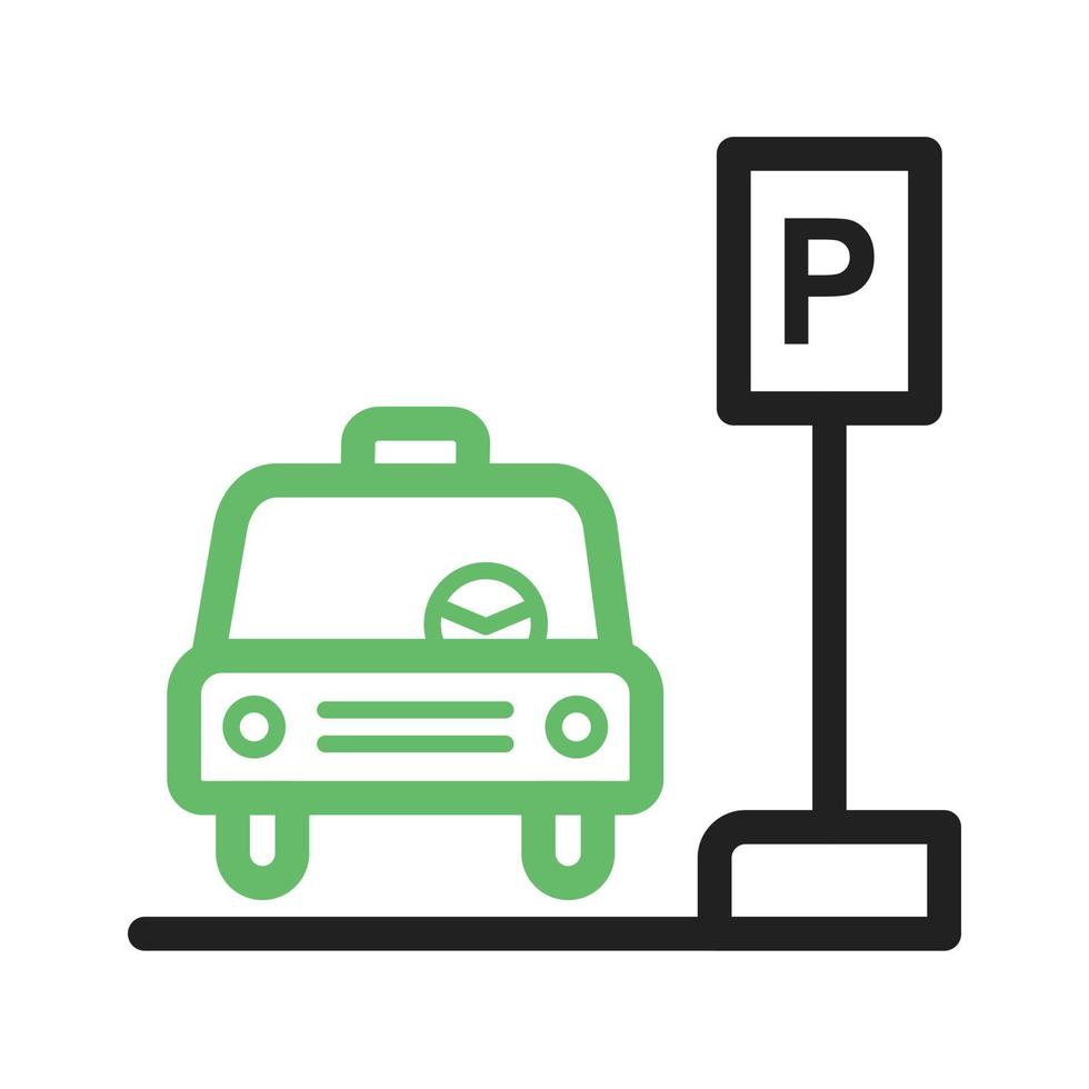 línea de parada de taxis icono verde y negro vector