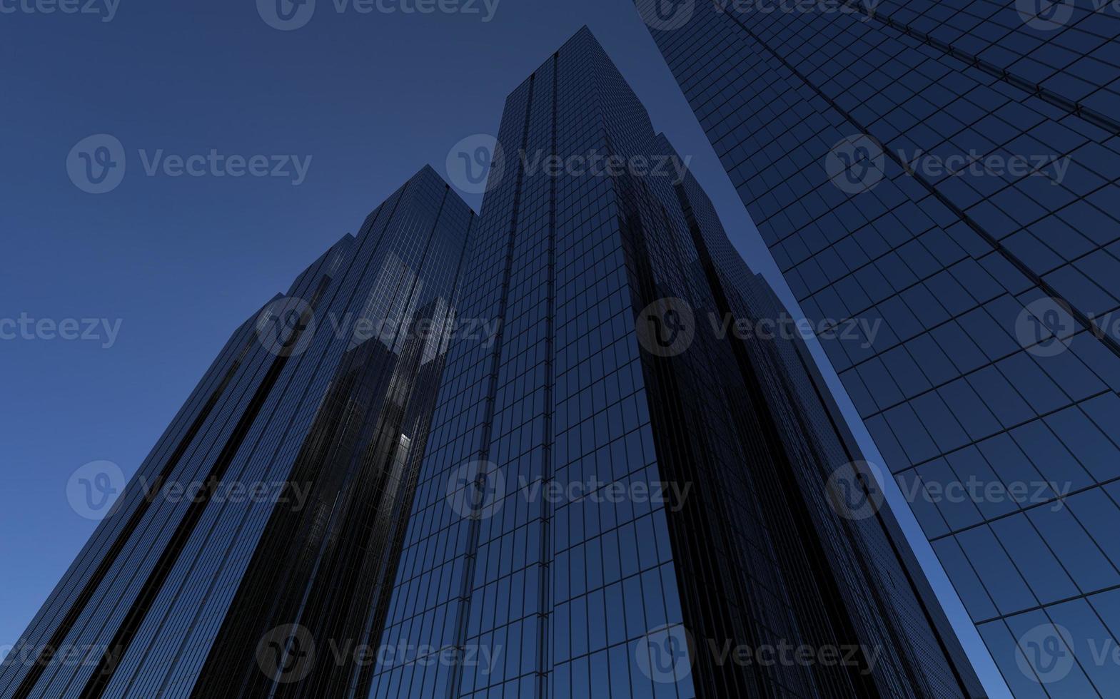 modern high-rise buildings against the sky. 3d illustration on the theme of business success and technology photo