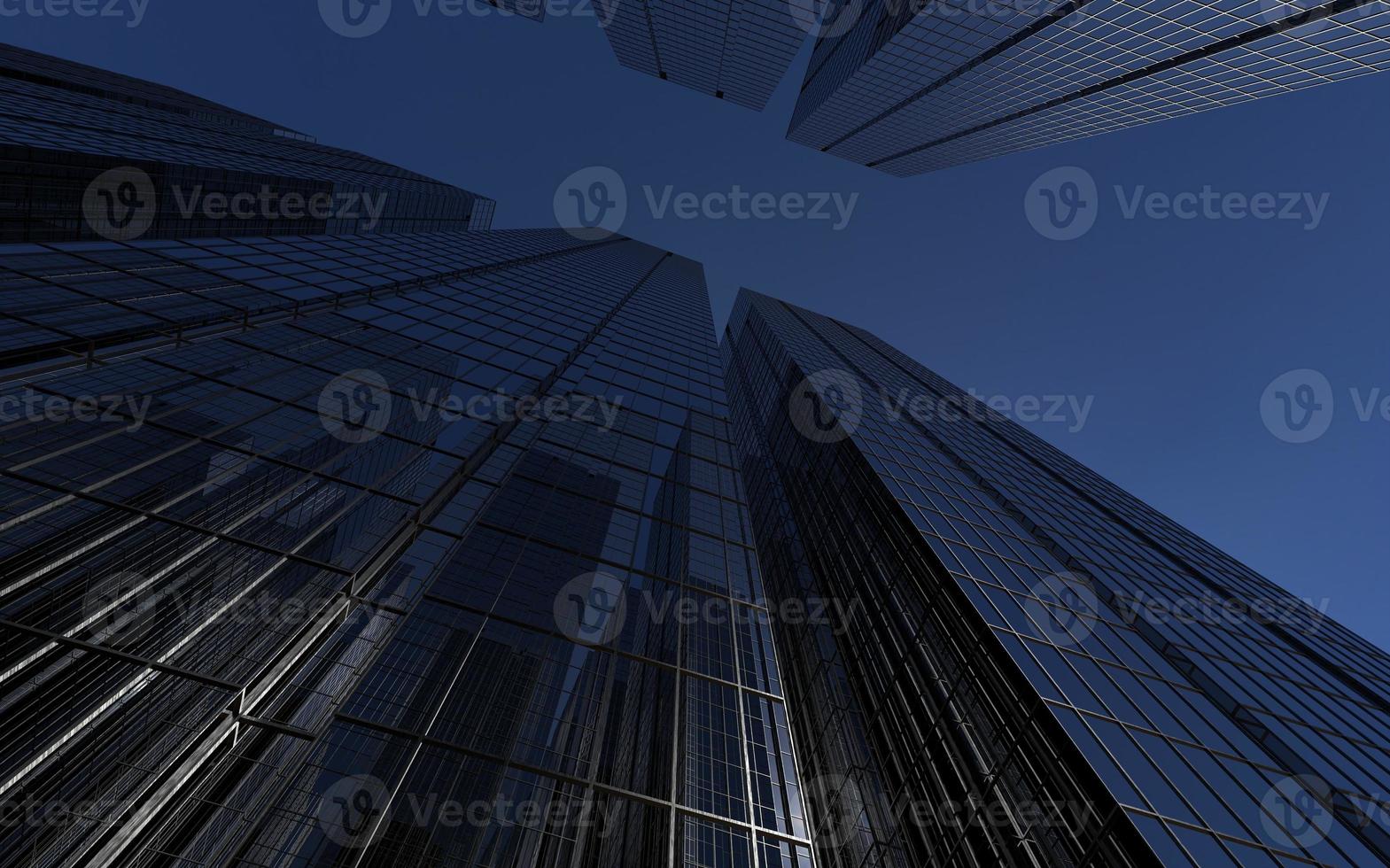 modern high-rise buildings against the sky. 3d illustration on the theme of business success and technology photo