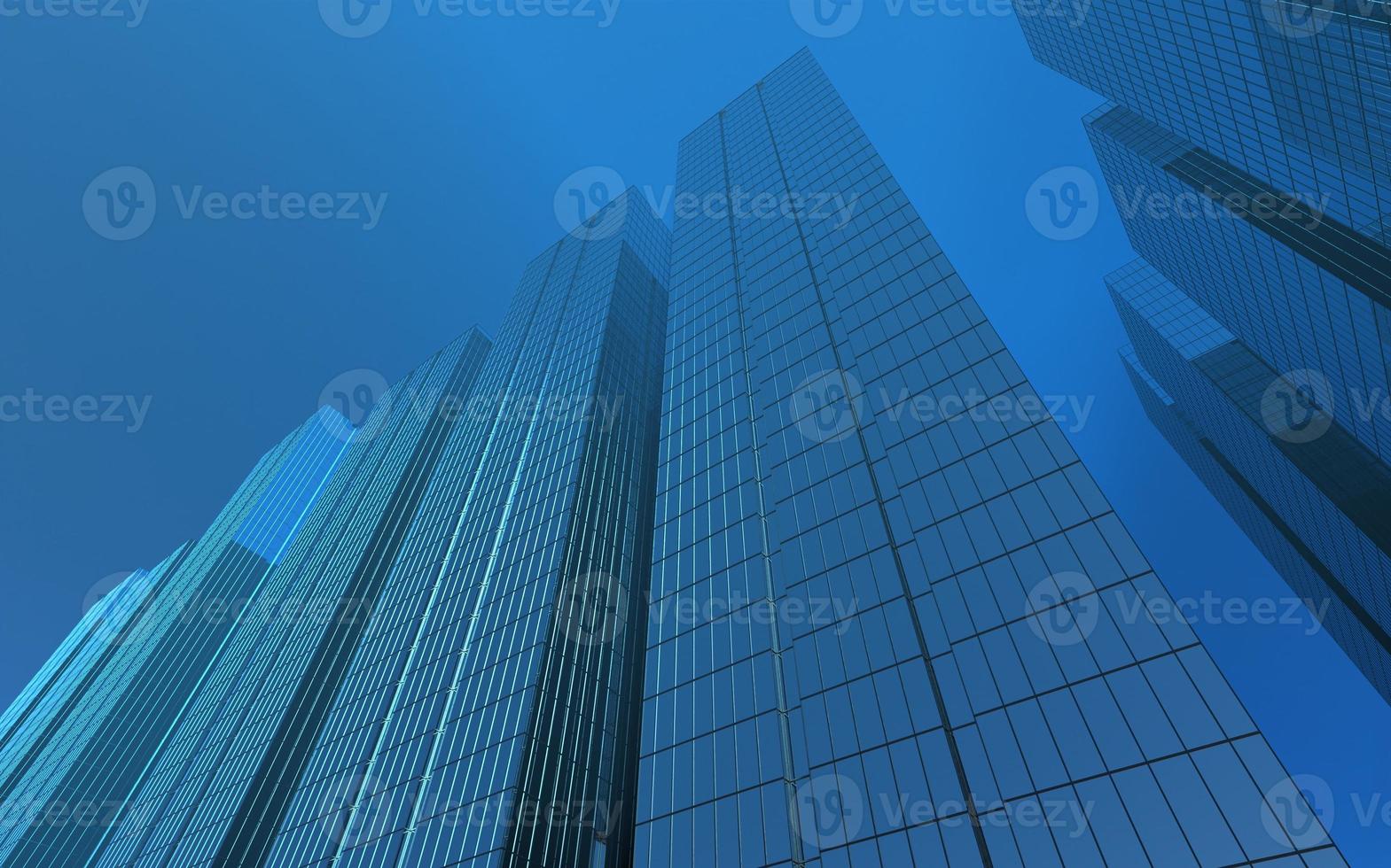 modern high-rise buildings against the sky. 3d illustration on the theme of business success and technology photo