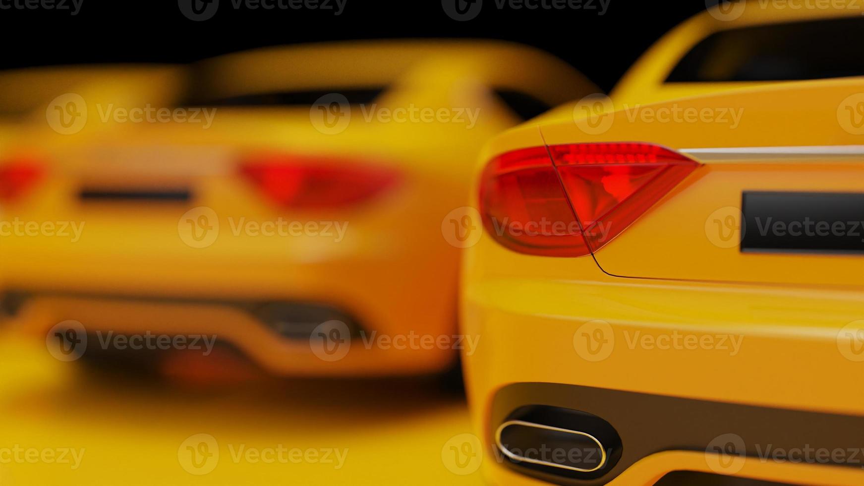 auto yellow. 3d illustration of fragments of vehicles on a white background. photo