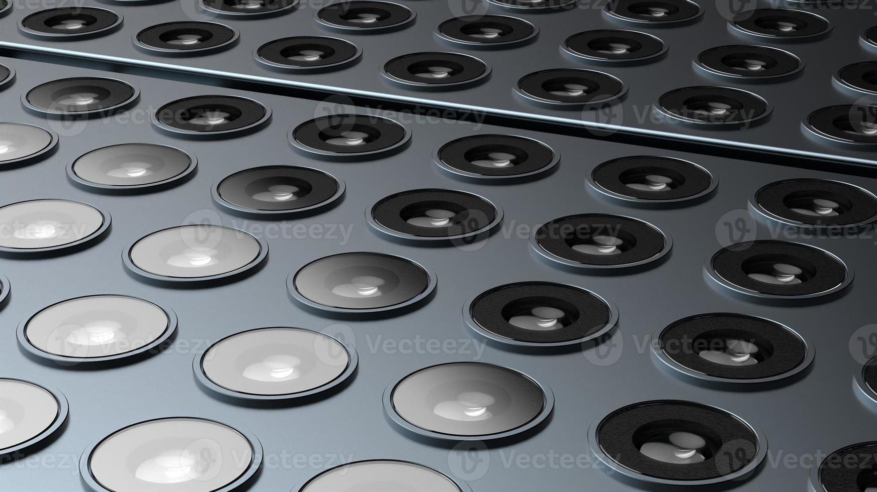 lenses of mobile devices on a huge scale. illustration on the theme of the variety of cameras in smartphones photo