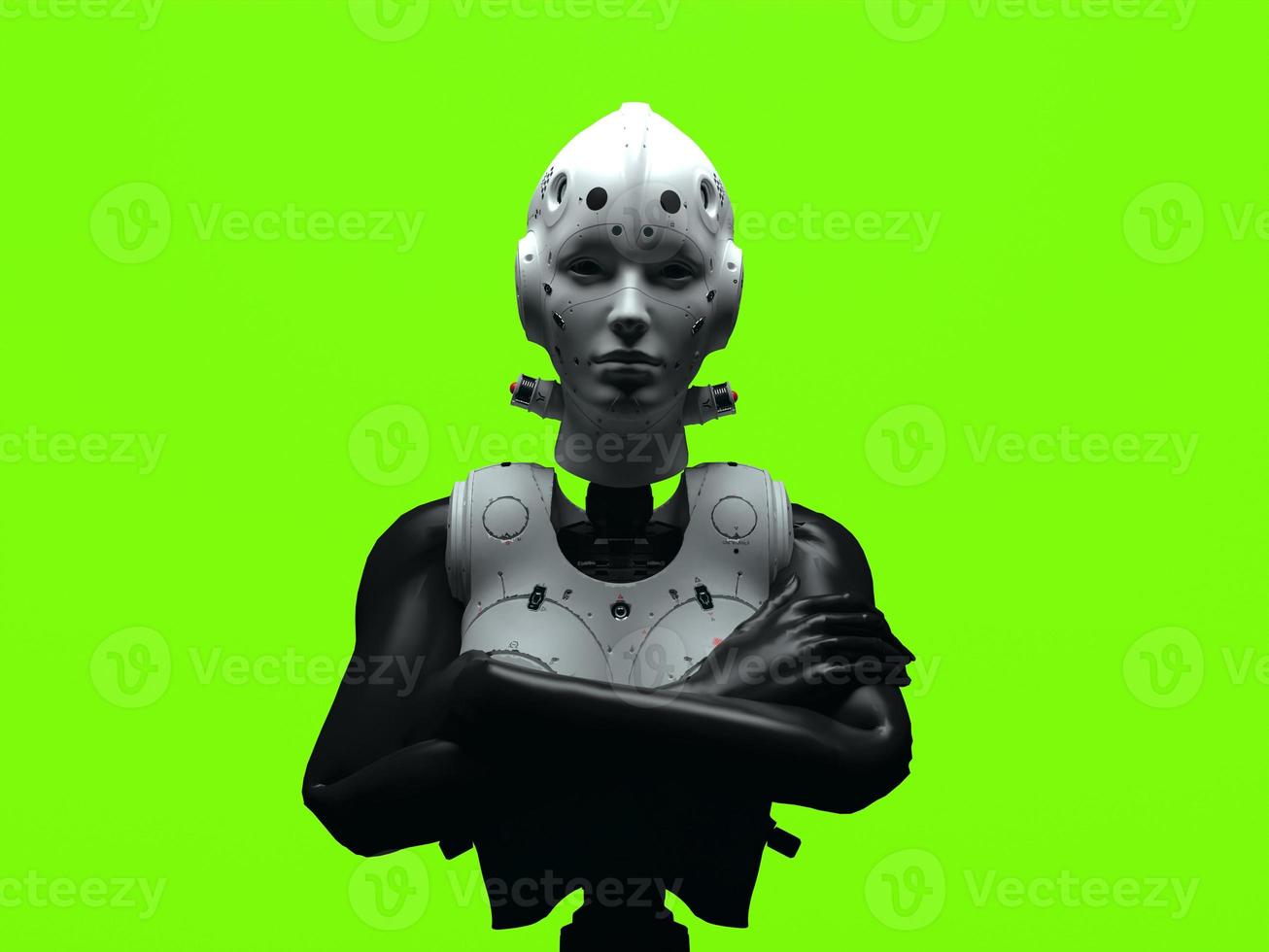 robot woman. close-up portrait. abstraction on the topic of technology and games. 3d illustration photo