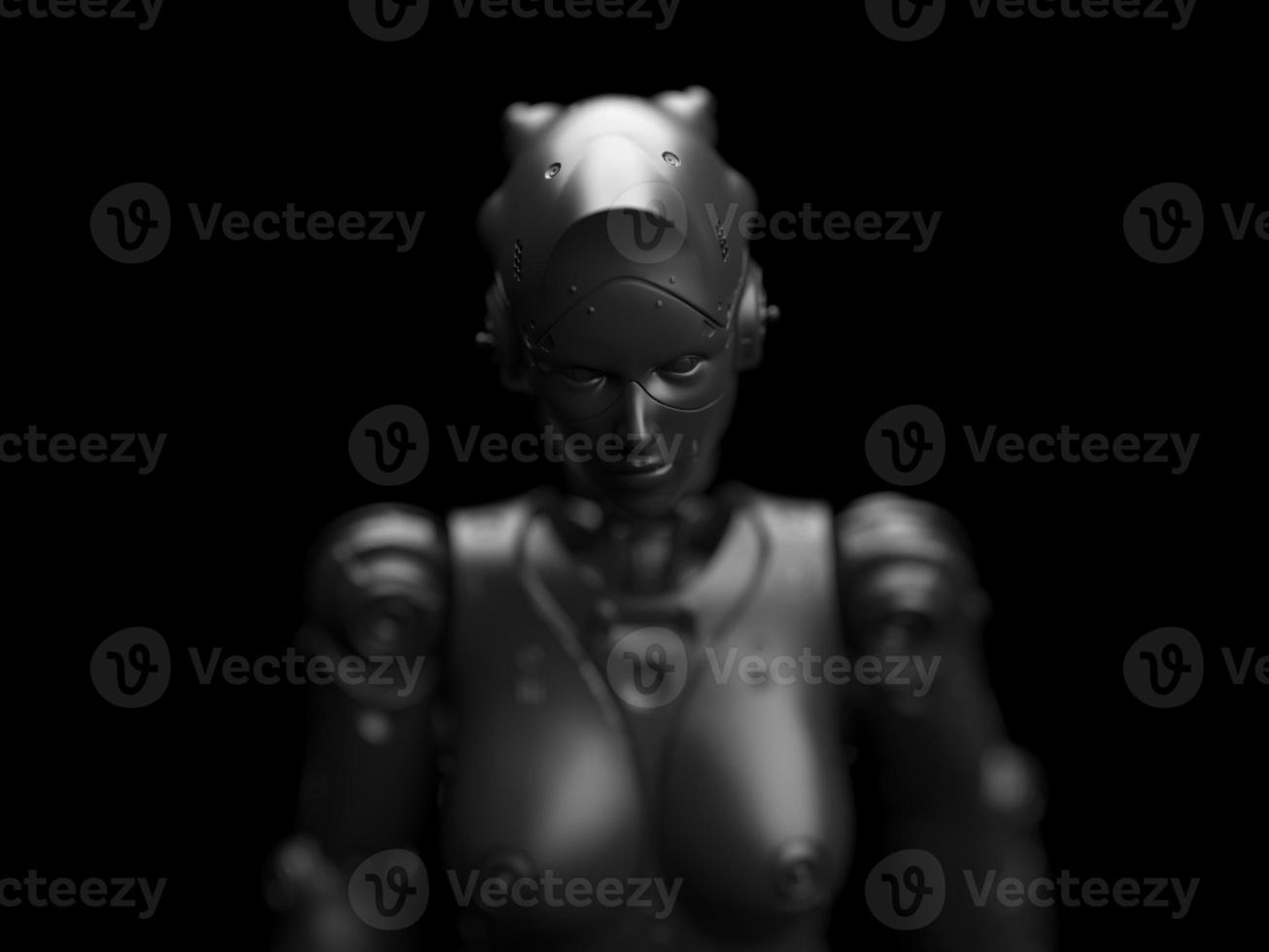 people of the future . 3d illustration on the theme of robots. military industry and games photo