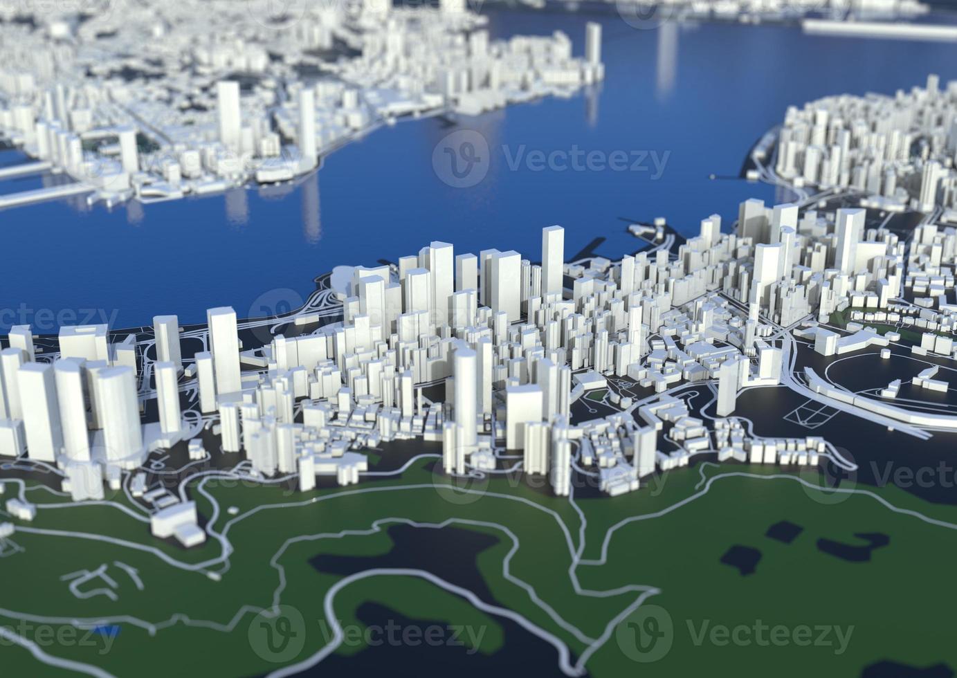 big city top view. illustration in casual graphic design. fragment hong kong 3d render photo