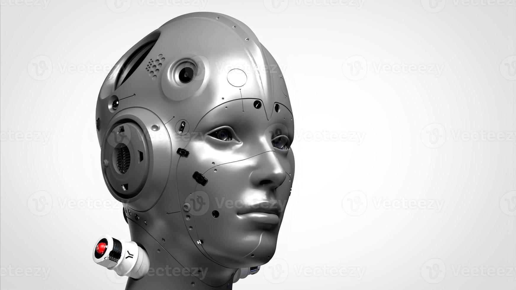 robot woman. close-up portrait. abstraction on the topic of technology and games. 3d illustration photo