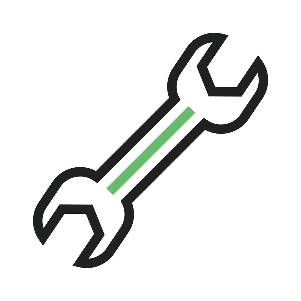 Wrench Line Green and Black Icon vector