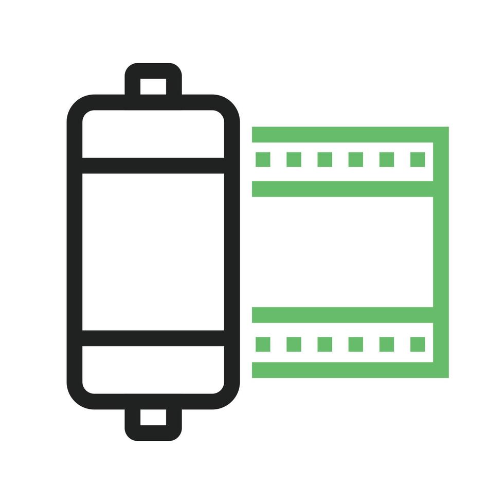 Camera Roll Line Green and Black Icon vector