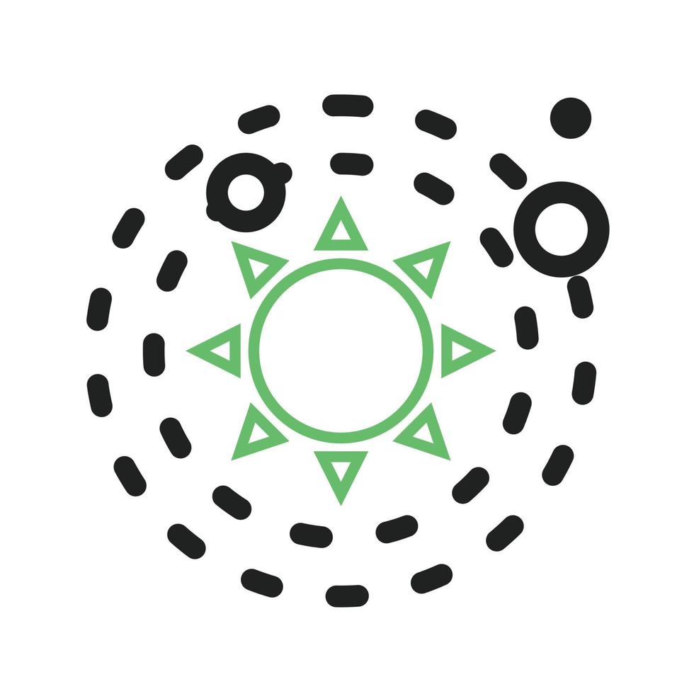 Planets Orbitting Sun Line Green and Black Icon vector