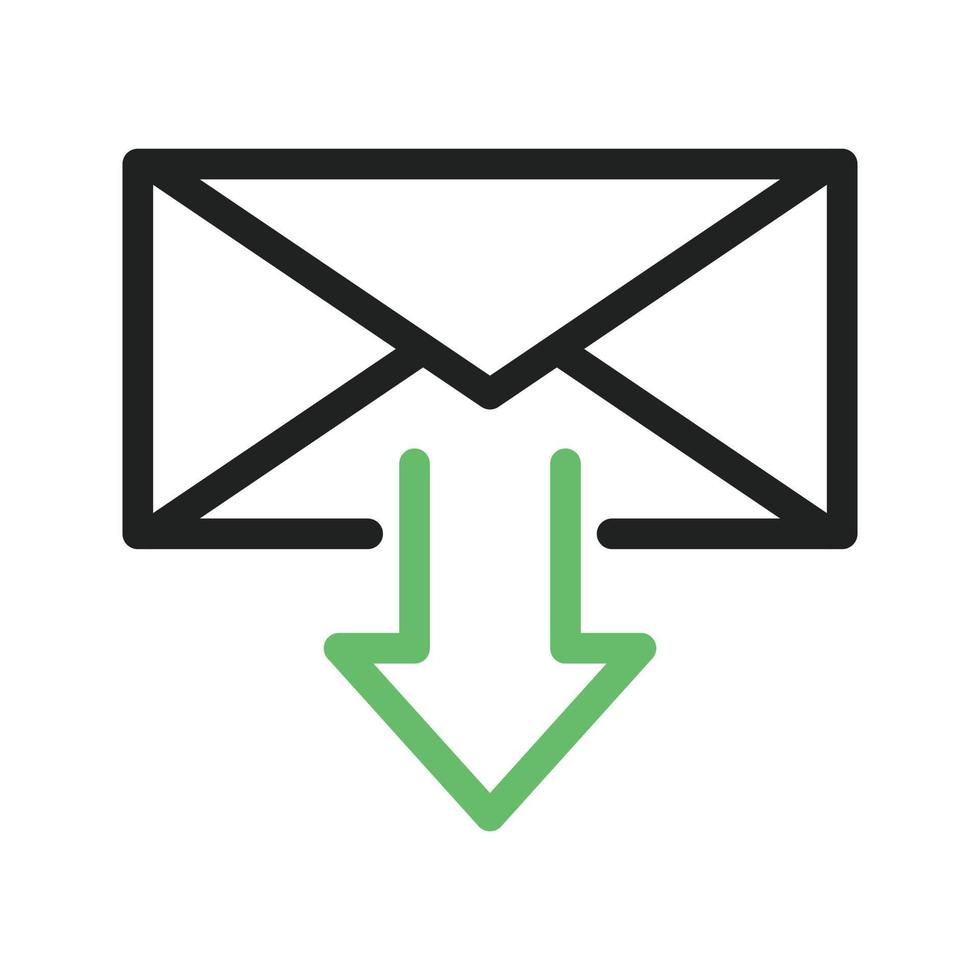 Incoming Message Line Green and Black Icon vector