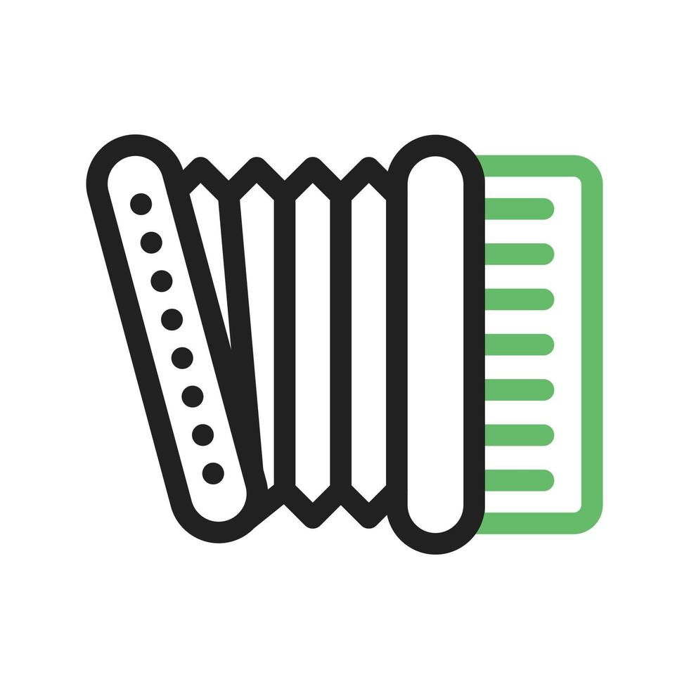 Accordion Line Green and Black Icon vector