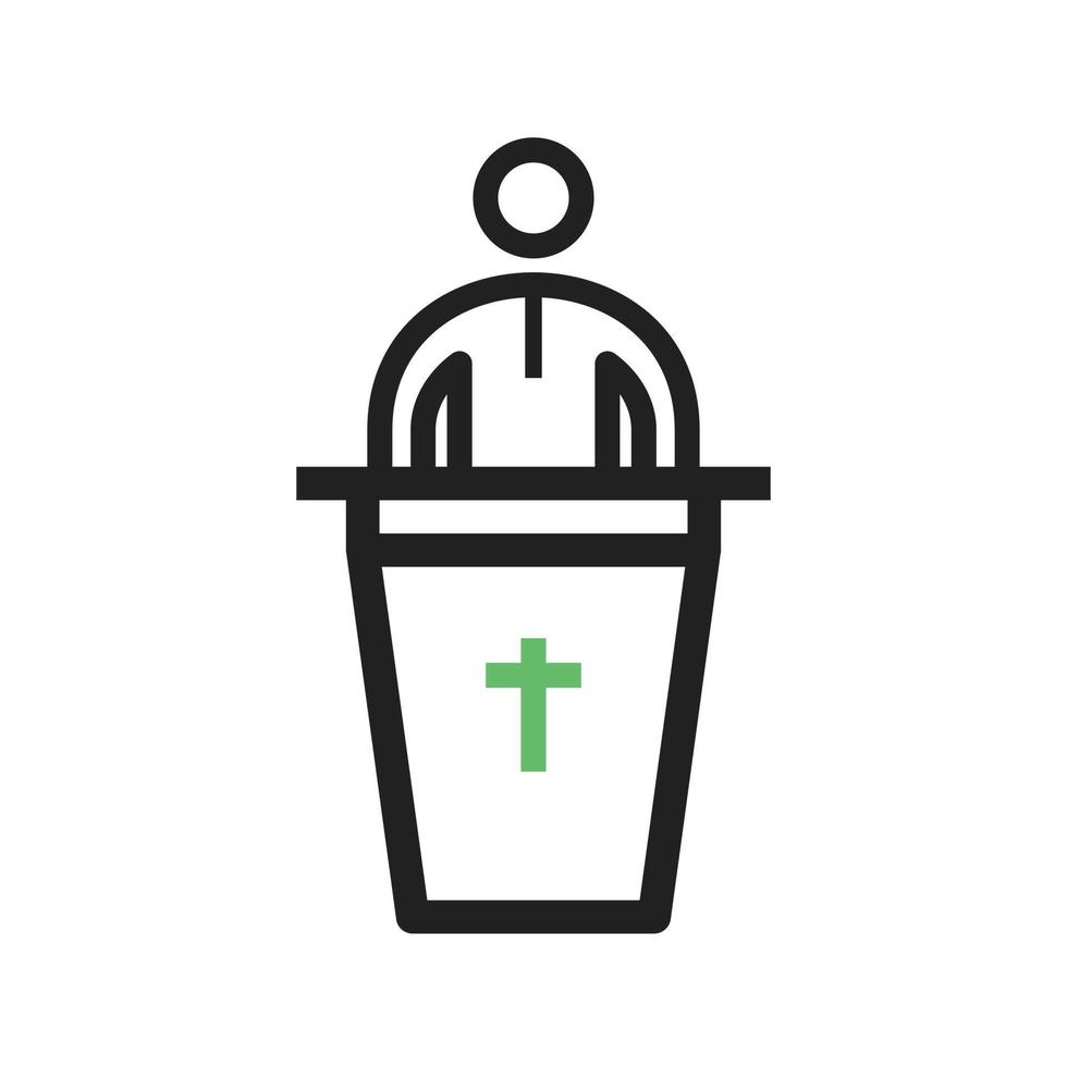 Speaking on Funeral Line Green and Black Icon vector