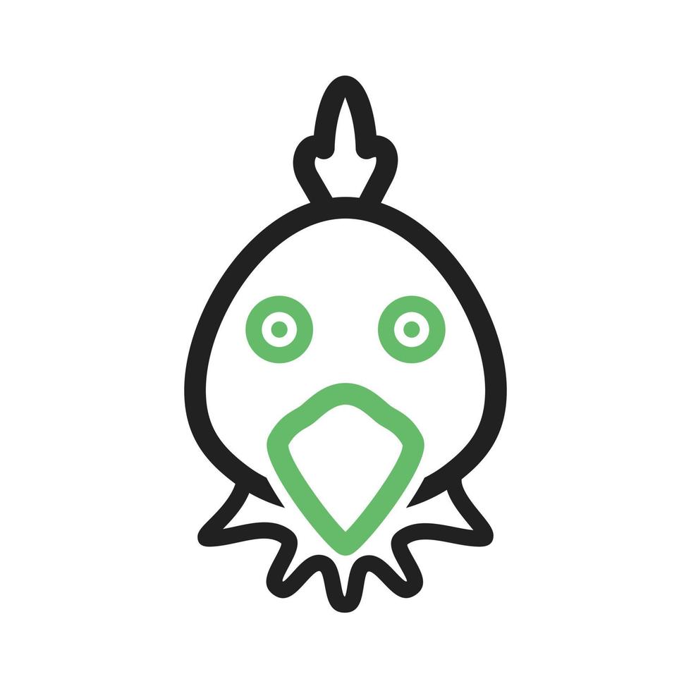 Chicken Face Line Green and Black Icon vector