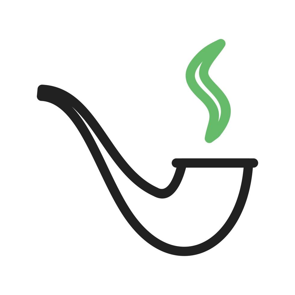 Lit Smoking Pipe Line Green and Black Icon vector