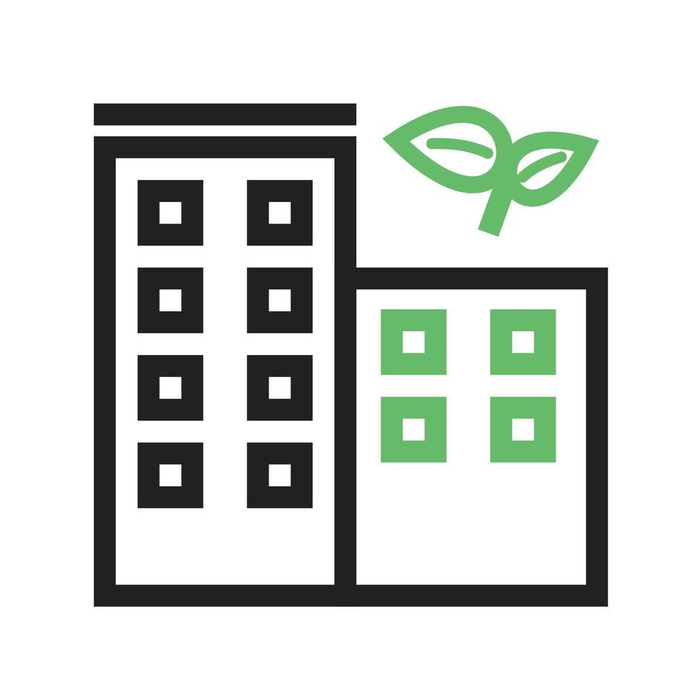 Eco friendly Building Line Green and Black Icon vector