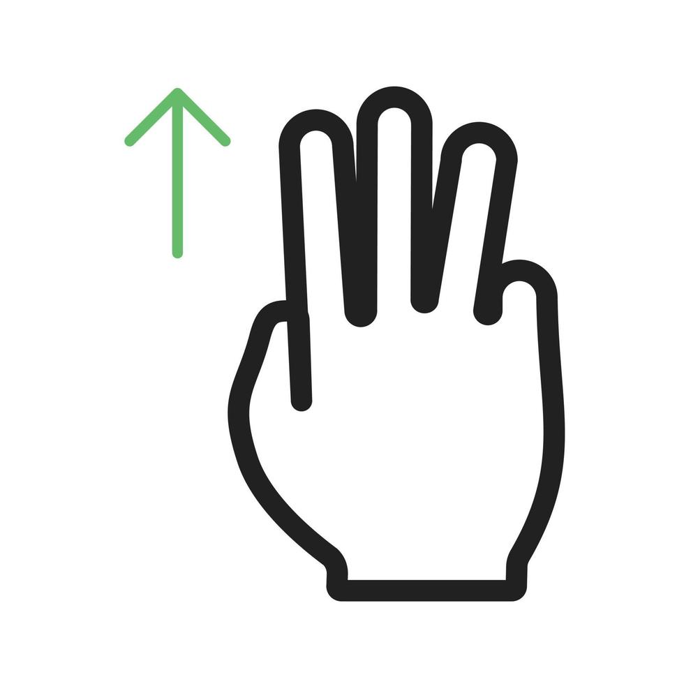 Three Fingers Down Line Green and Black Icon vector