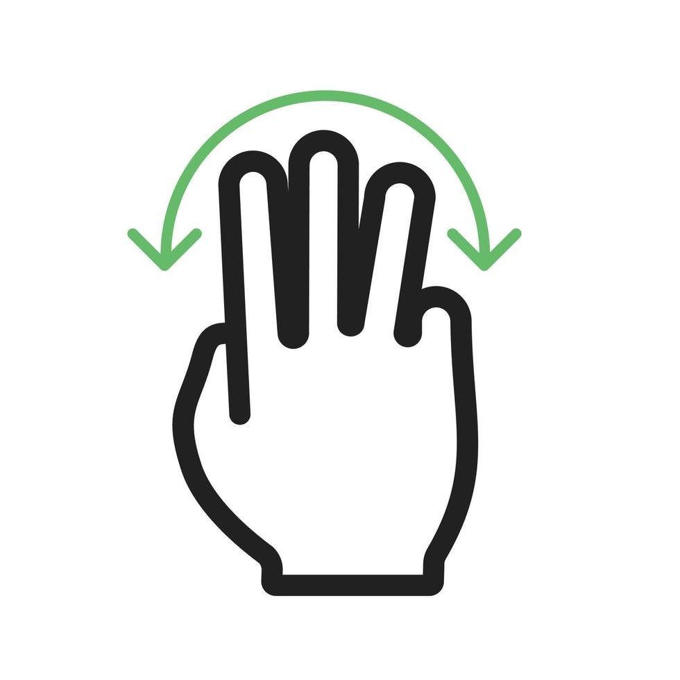 Three Fingers Rotate Line Green and Black Icon vector