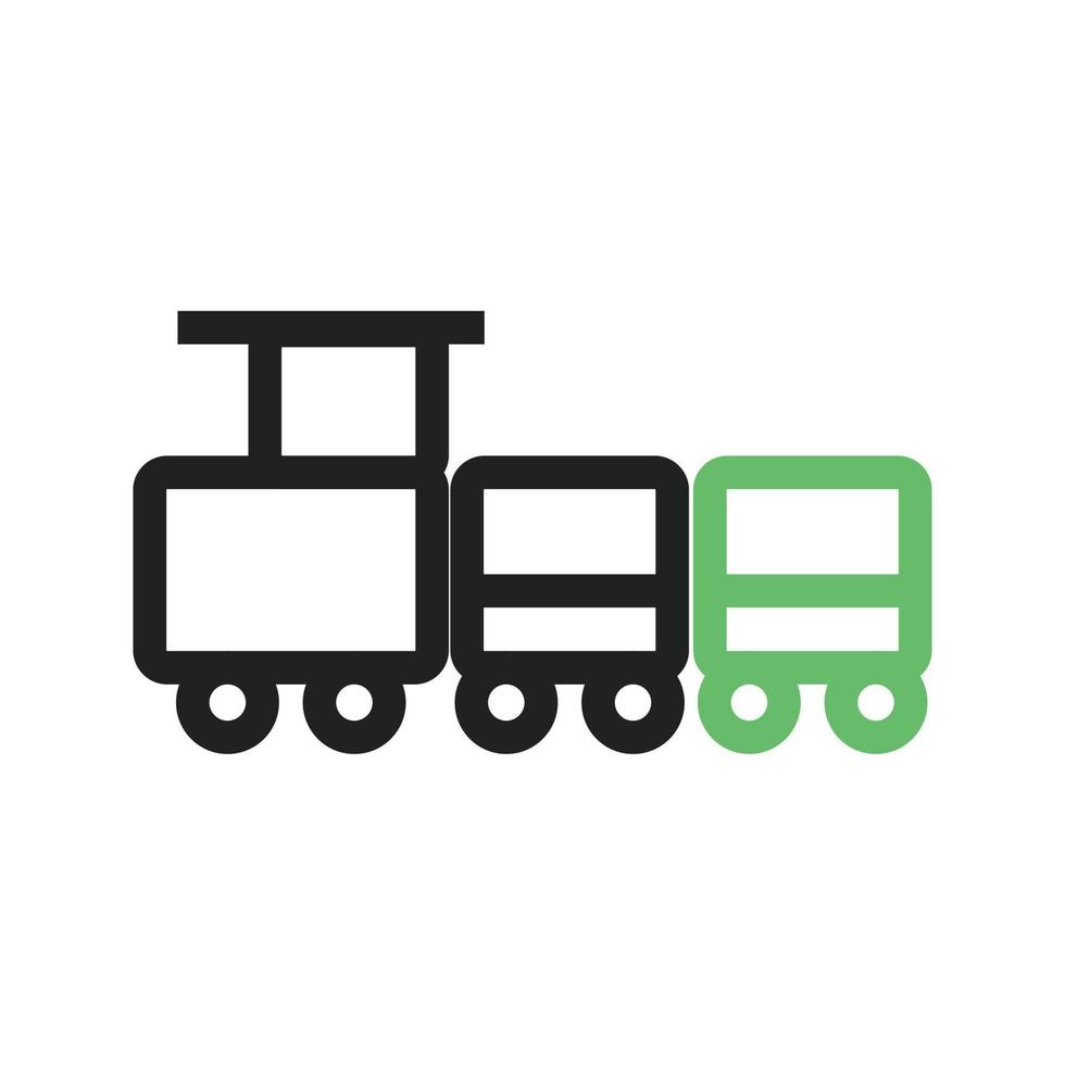 línea de tren de juguete icono verde y negro vector