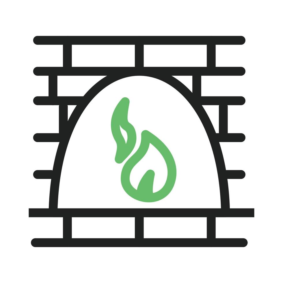 línea de horno de fuego icono verde y negro vector