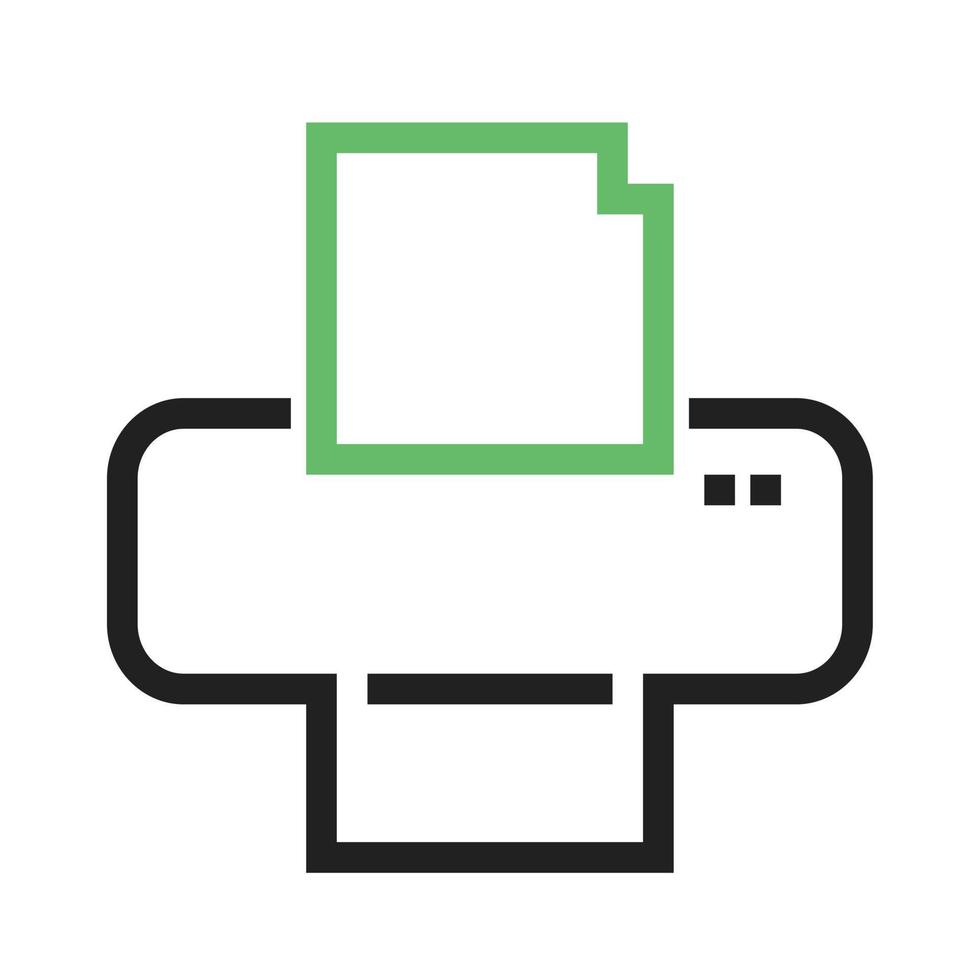 línea de impresora icono verde y negro vector