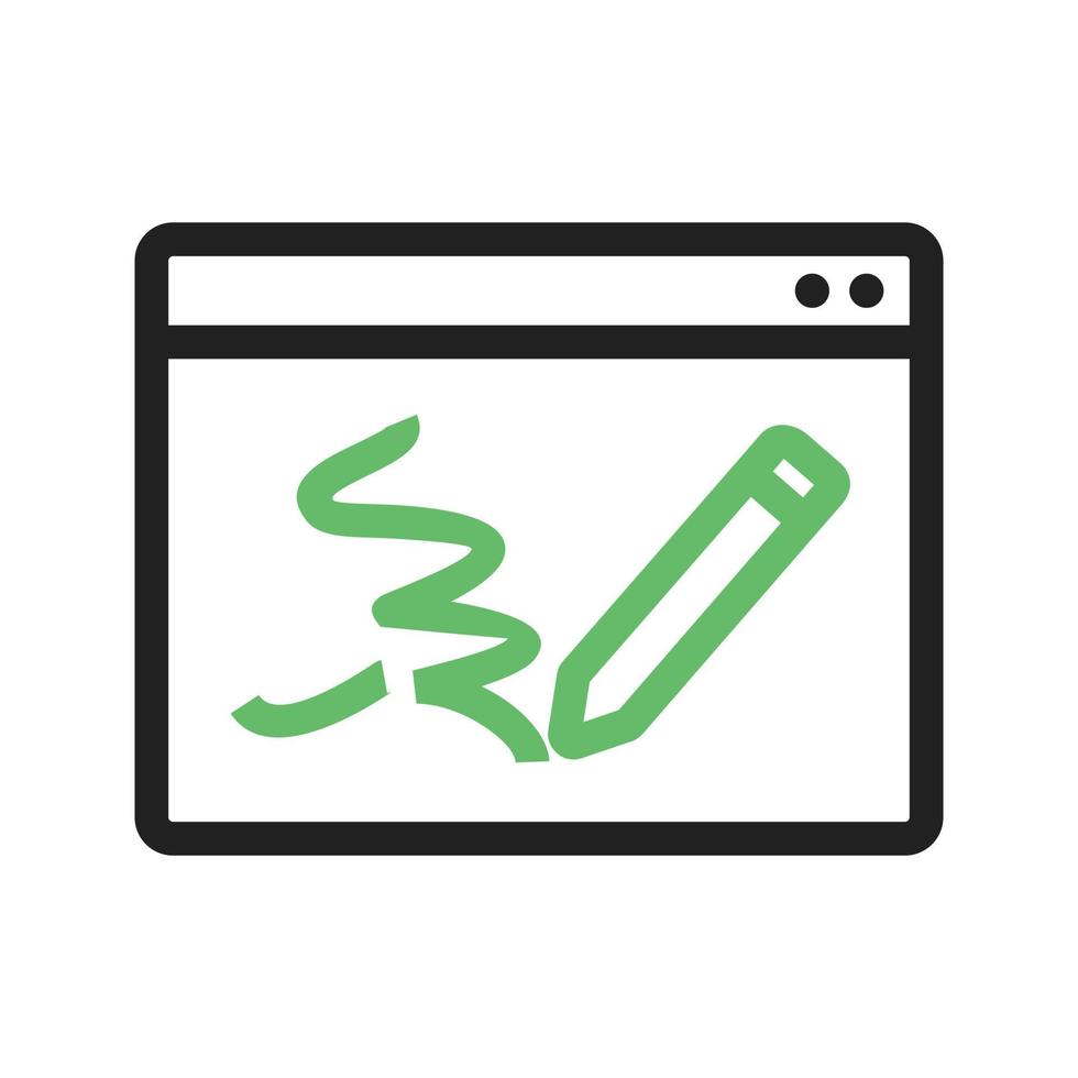 Drawing Pad Line Green and Black Icon vector