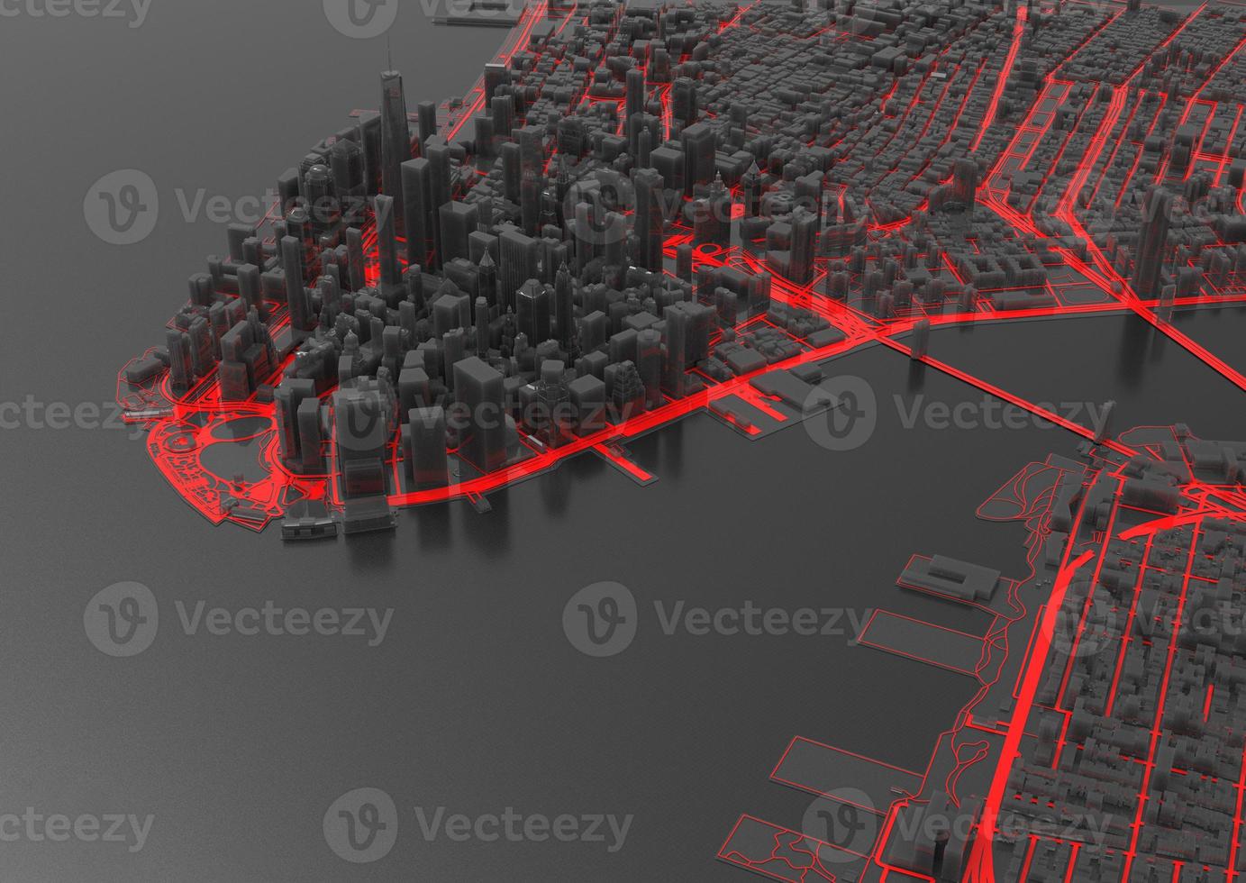 big city top view. illustration in casual graphic design. fragment hong kong 3d render photo