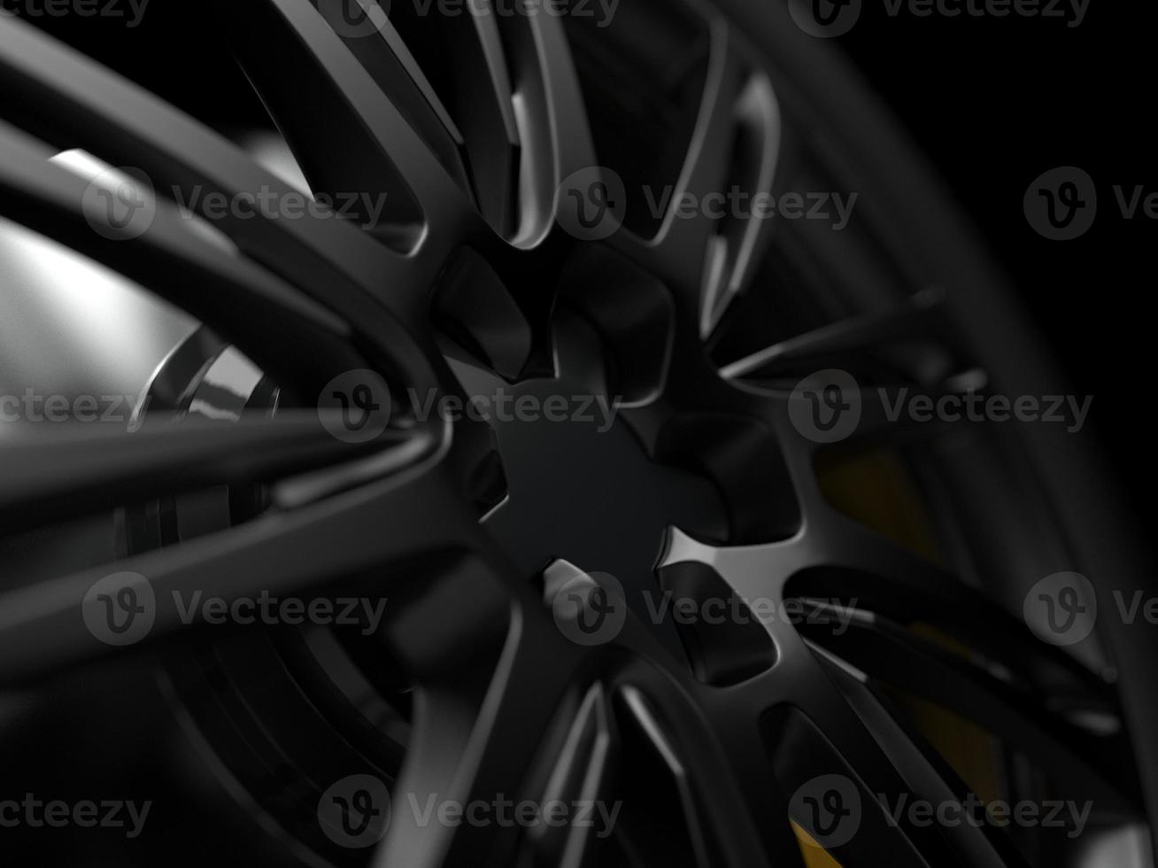 auto wheel with chrome disks close-up on a dark background. 3d render photo