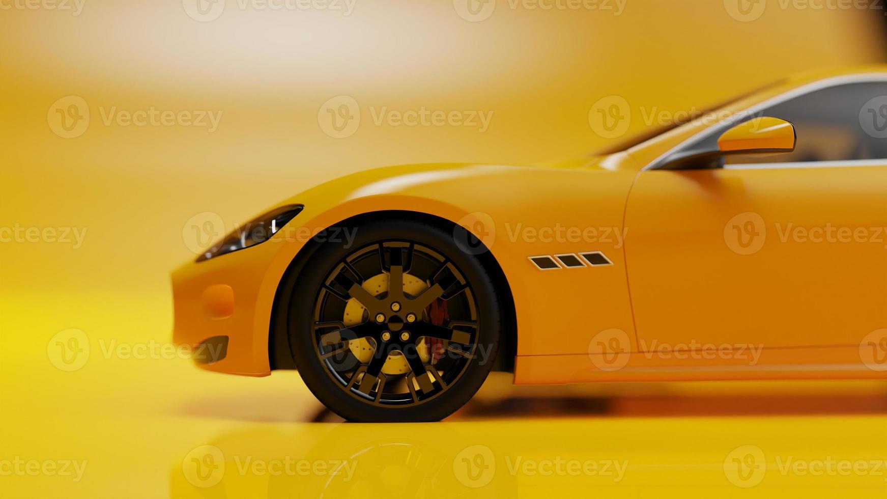 auto yellow. 3d illustration of fragments of vehicles on a white background. photo