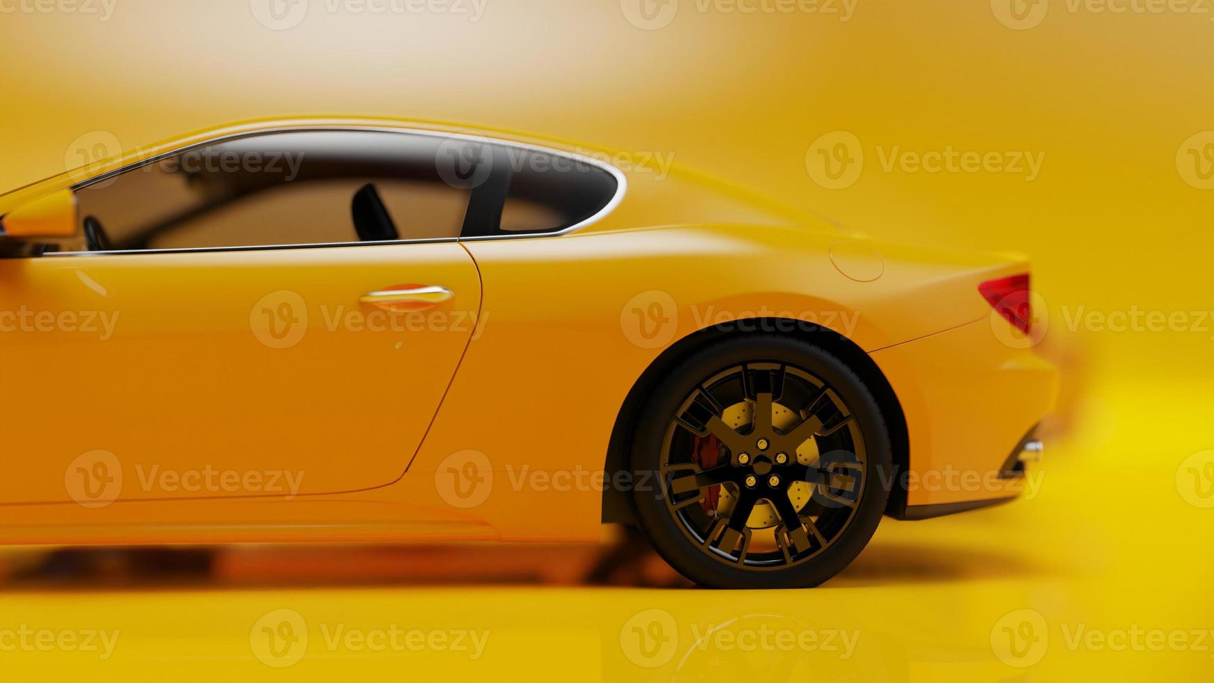 auto yellow. 3d illustration of fragments of vehicles on a white background. photo