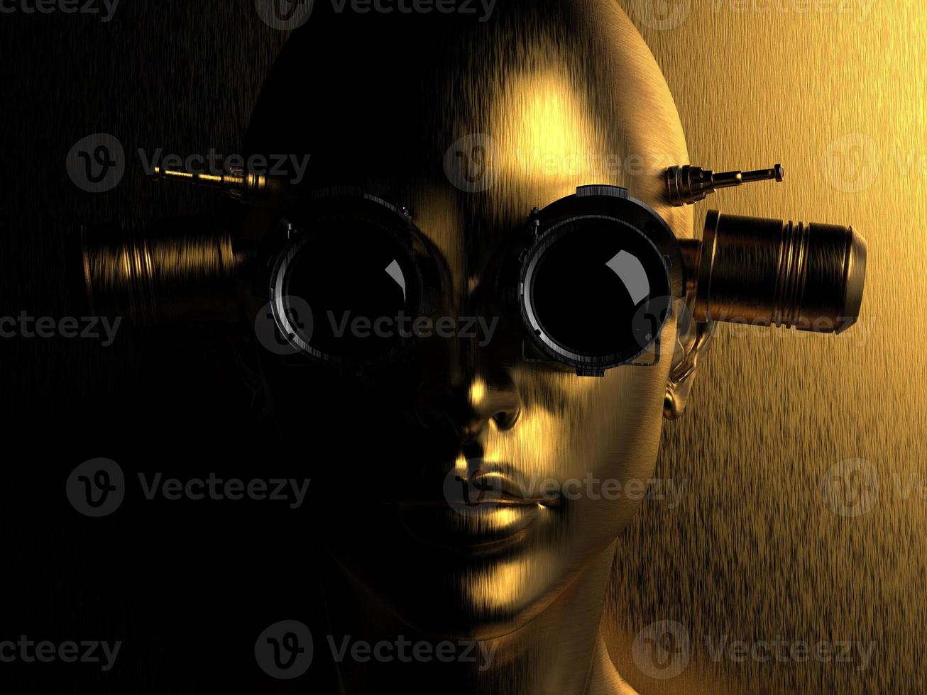 cybernetic organism. portrait of a girl. 3d illustration on the theme of the future. games and virtual space photo
