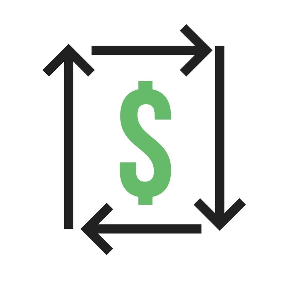 Return on Investment Line Green and Black Icon vector
