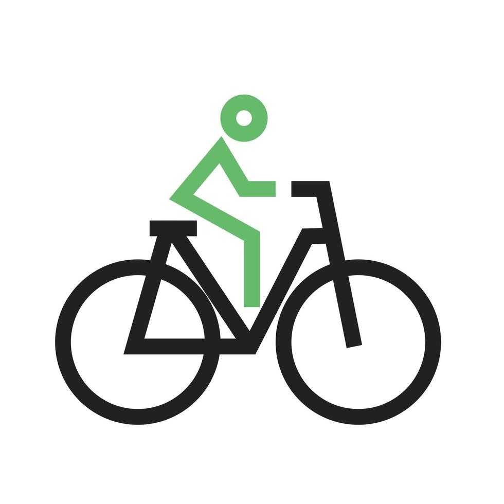 Cycling Line Green and Black Icon vector