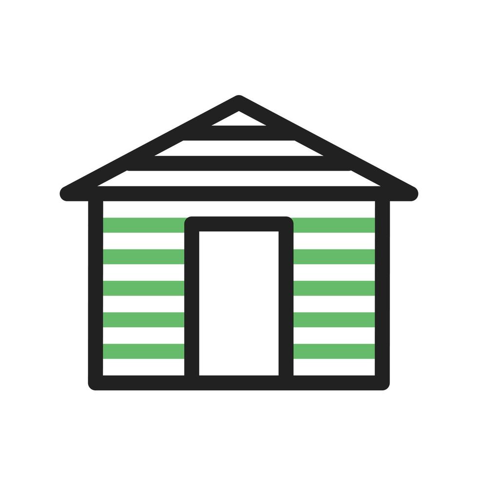 línea de cabina de madera icono verde y negro vector