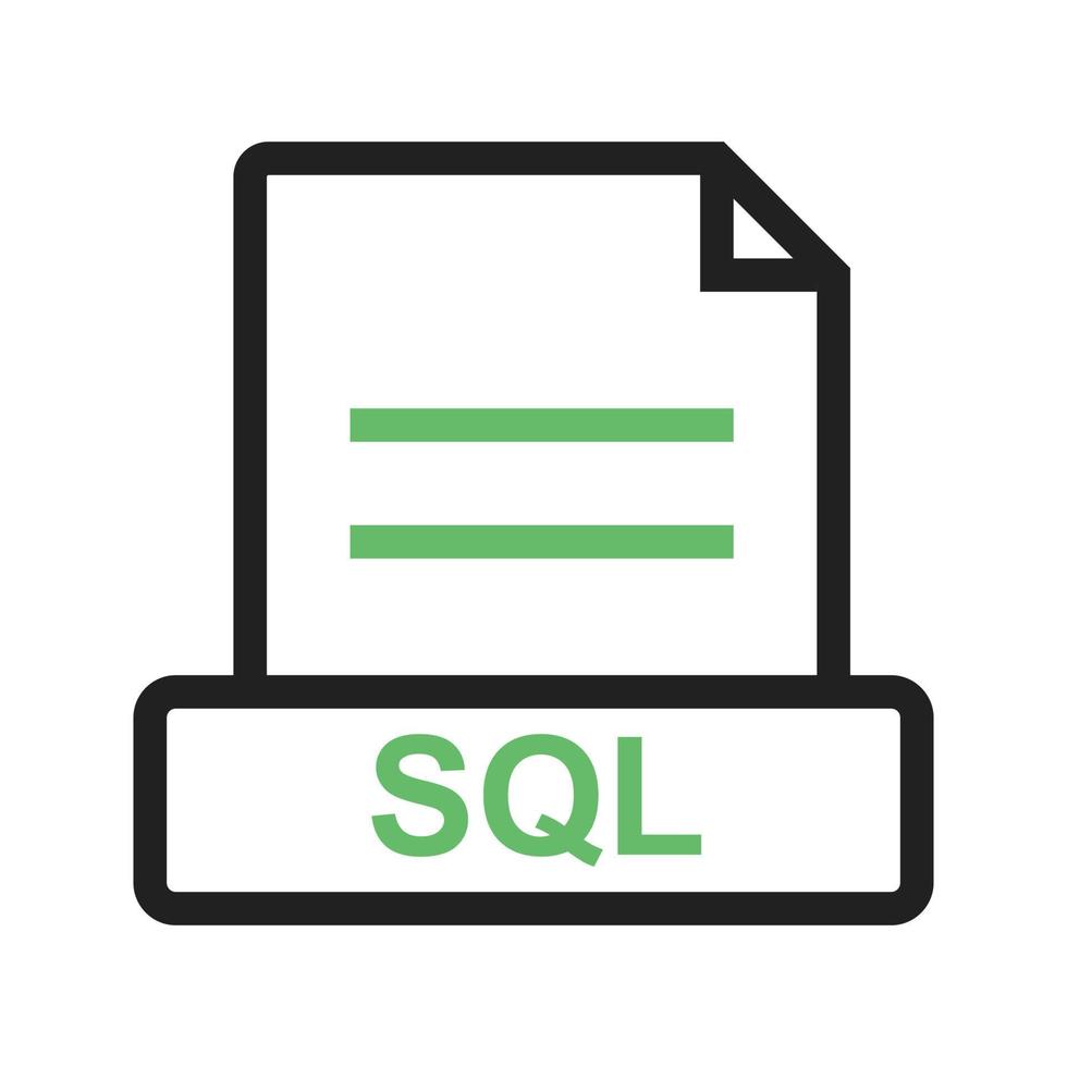 SQL Line Green and Black Icon vector